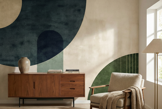 Close-up of Aoi Whisper mural wallpaper showing deep indigo dusk detail