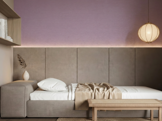 Close-up of Asamurasaki wallpaper showing soft purple colour detail