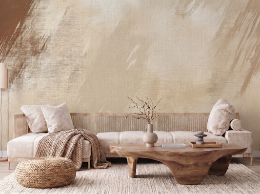 Close-up of Kanade Brume mural wallpaper showing misty brushed detail