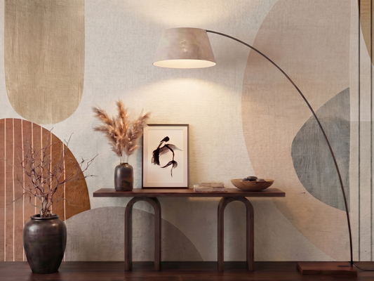 Close-up of Kou Harmony mural wallpaper showing warm neutral texture
