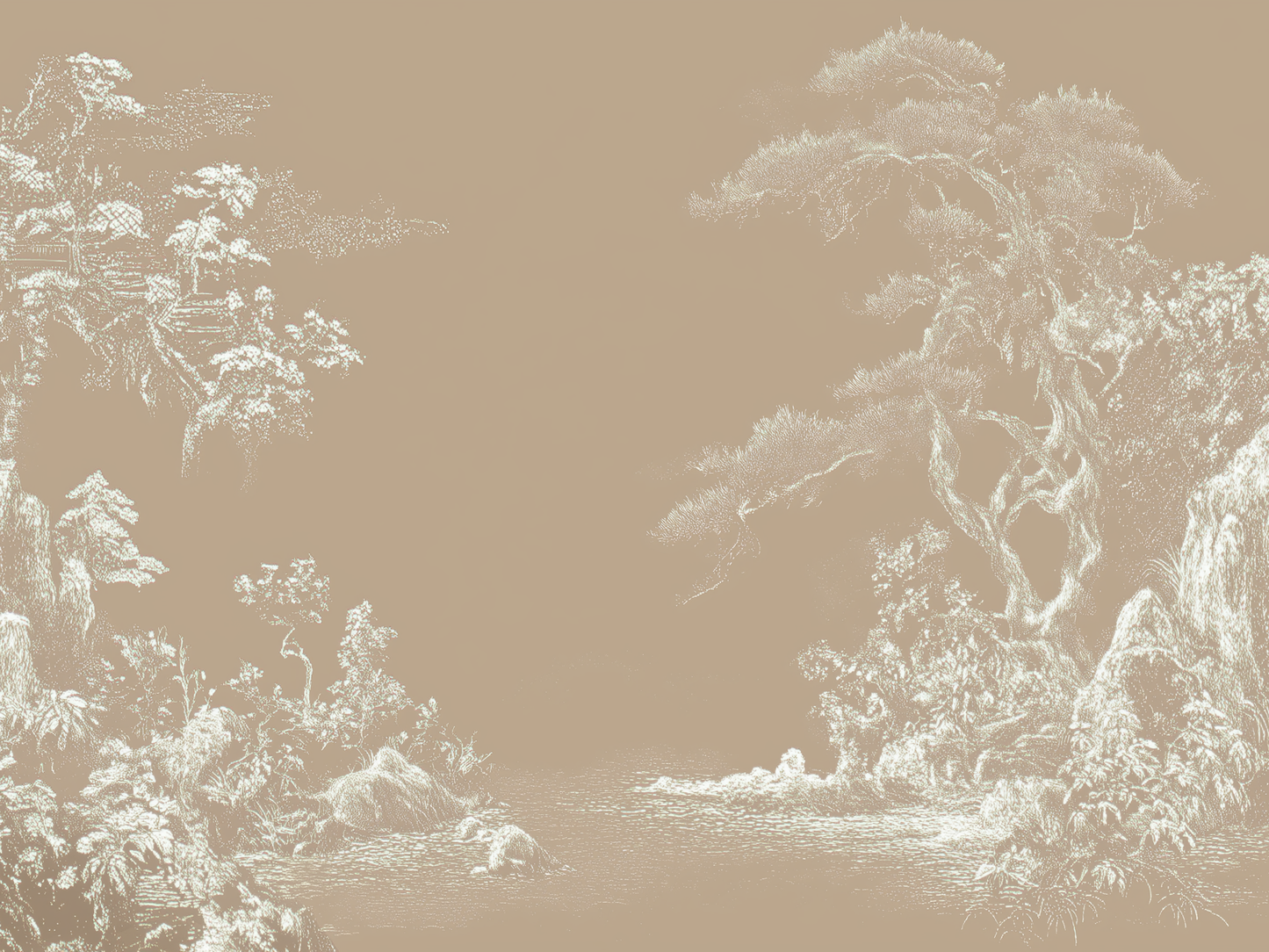 Shizuka Garden wallpaper detail showing canvas finish texture