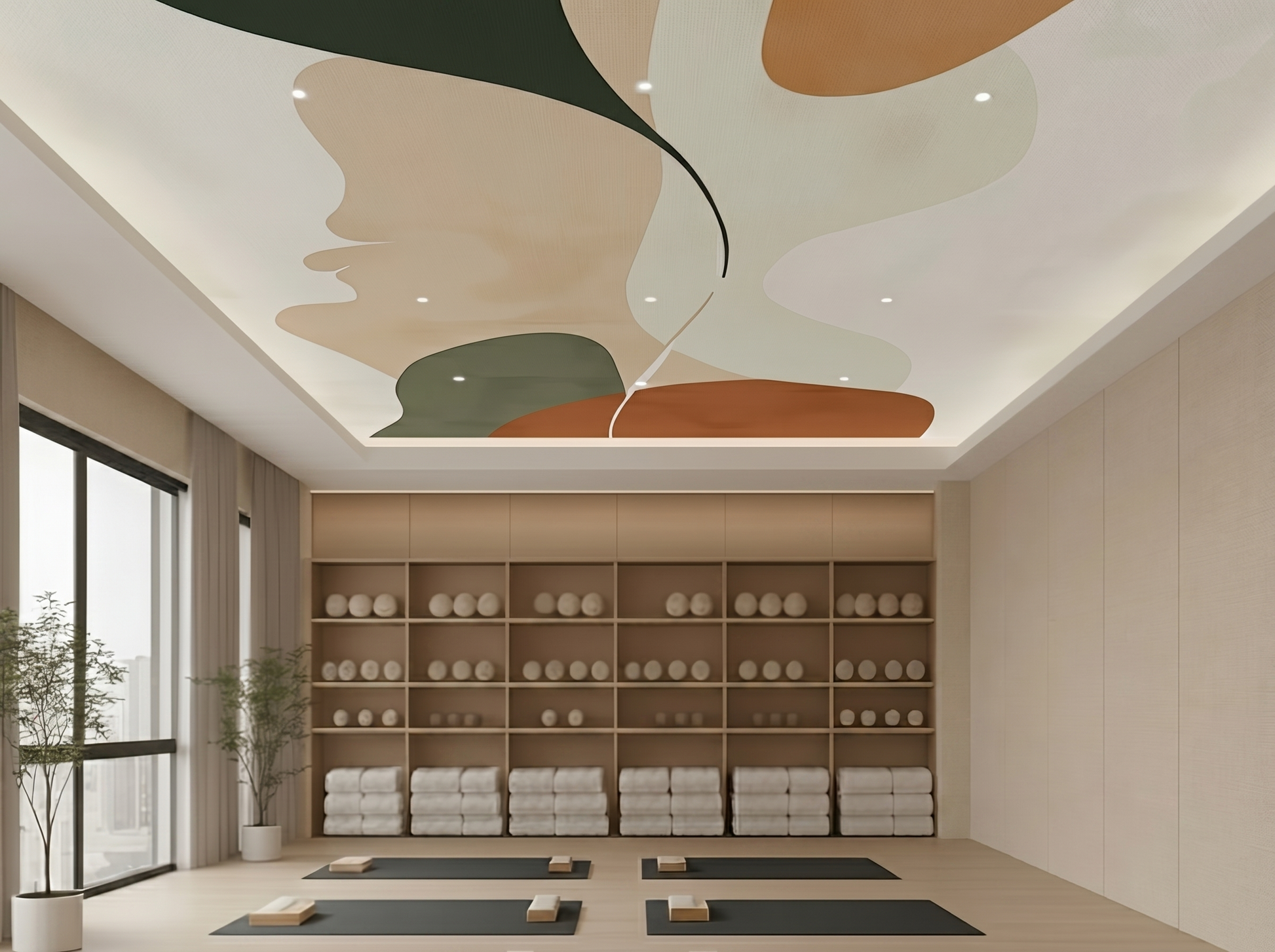 Close-up of Chihiro Whisper wall mural showing contour line detail