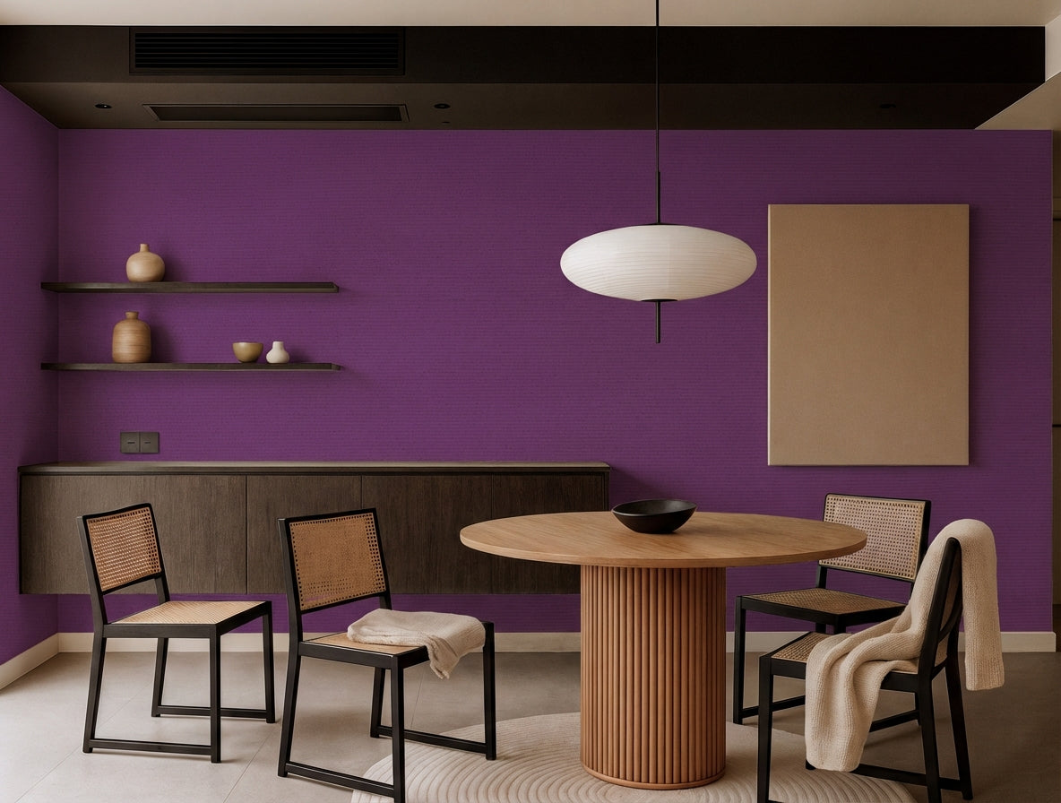 Ebizome Japandi quiet colour wallpaper, deep rich hue on a living room wall