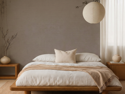 Close-up of Edonozu wallpaper showing restrained grey colour detail