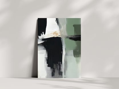 Emerald Veil Japandi wooden wall art, bold contrast design on a living room wall
