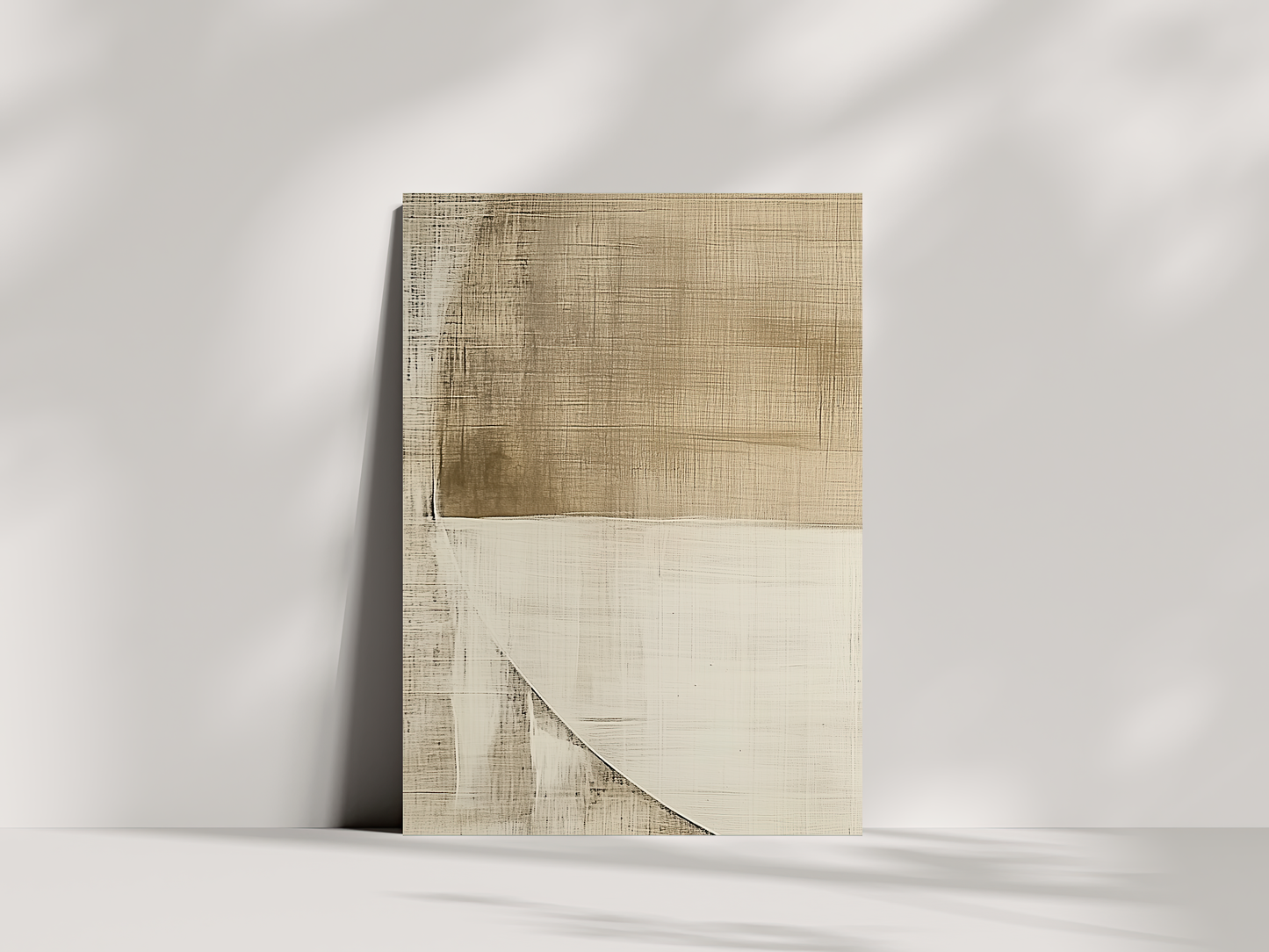 Golden Horizon Japandi wooden wall art, tranquil landscape curve on a living room wall