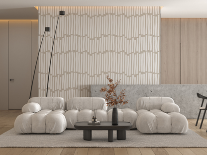 Close-up of Harmonic Lines pattern wallpaper showing vertical stripe detail