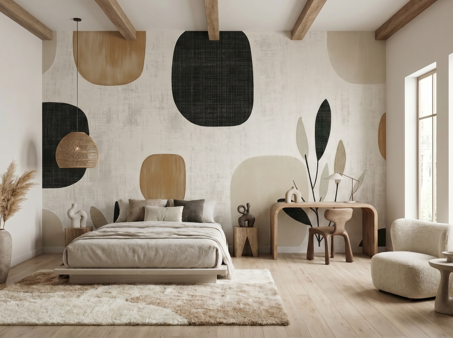 Jun Leaf mural wallpaper showing leaf pattern layout