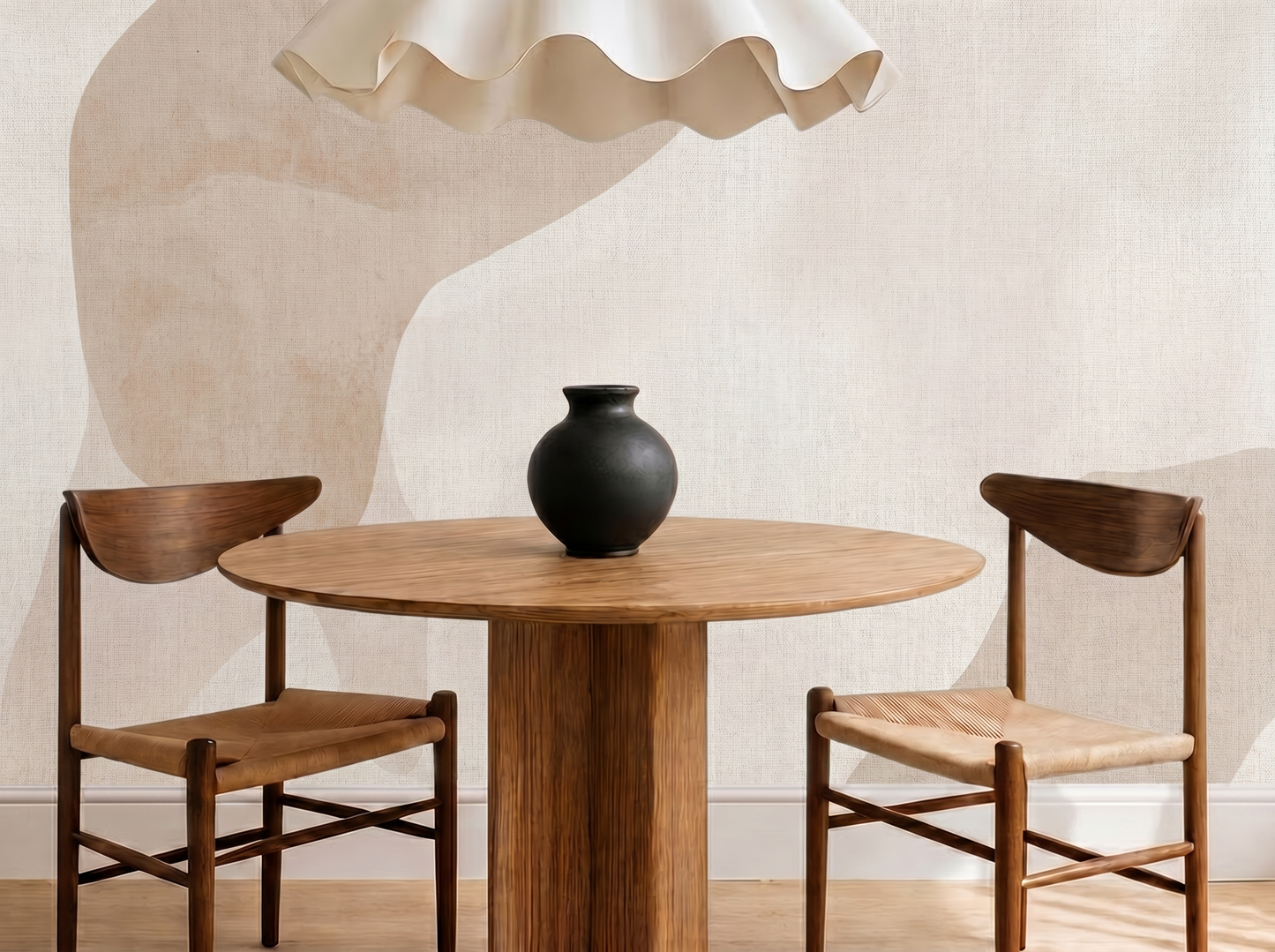 Close-up of Kiri Fade mural wallpaper showing soft mist-like tonal fade