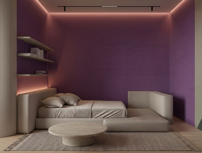 Close-up of Kodaimurasaki wallpaper showing muted purple colour detail