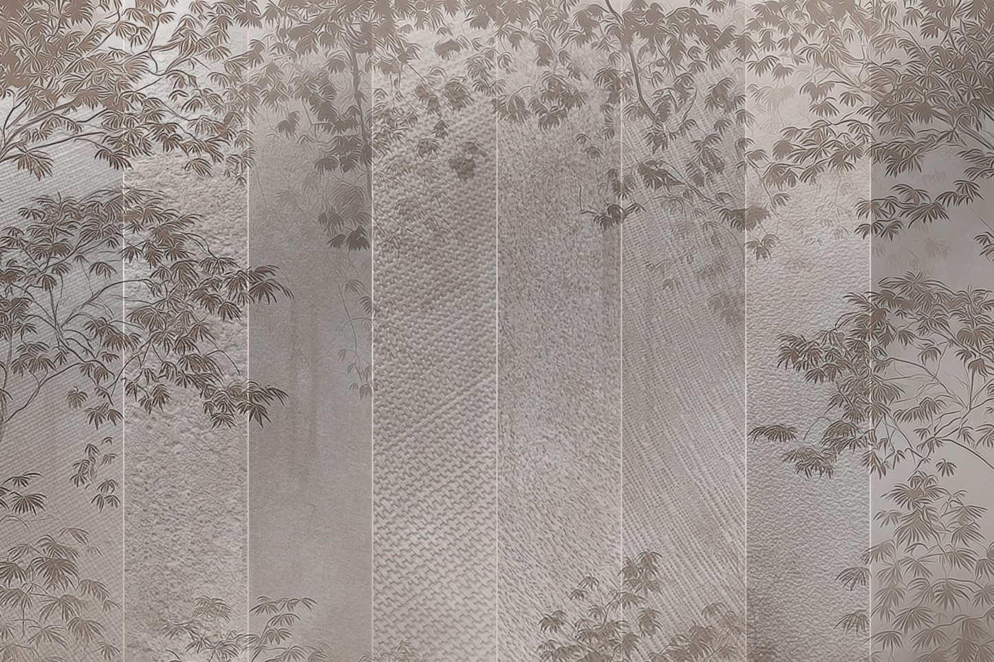 Konoha Mist Japandi mural wallpaper styled in a bedroom setting