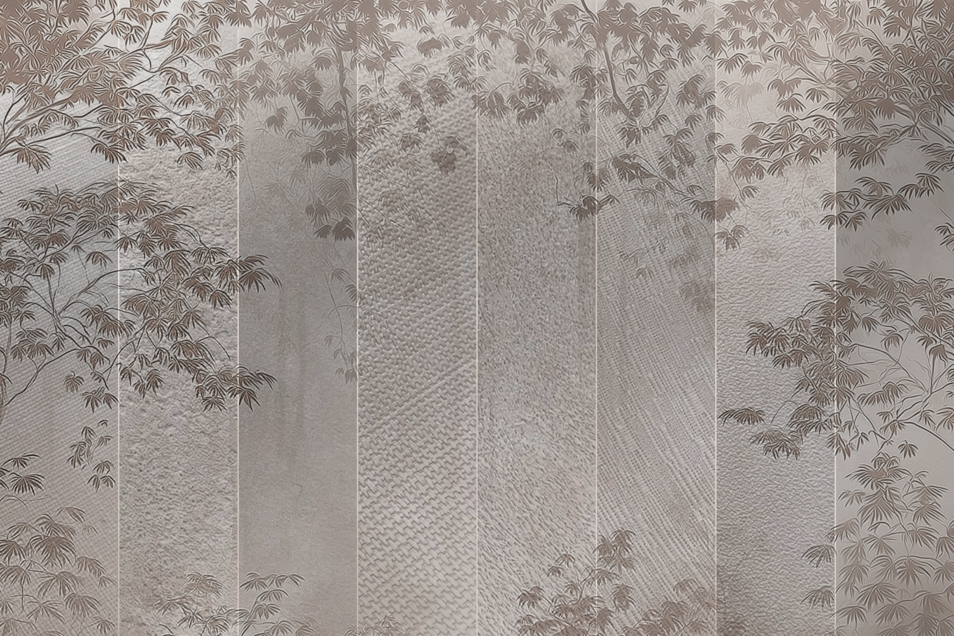 Konoha Mist Japandi mural wallpaper styled in a bedroom setting