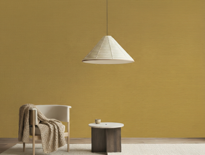 Kuwazome Japandi quiet colour wallpaper, sun-washed earthy hue on a living room wall
