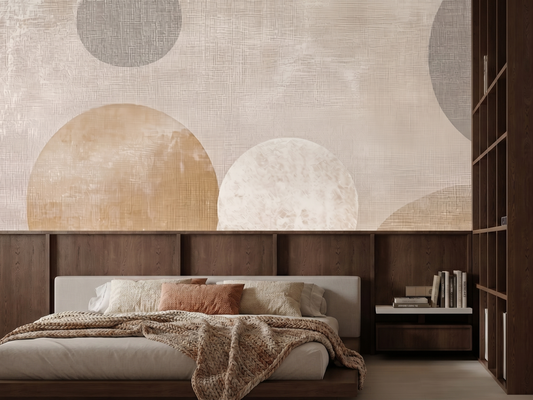Ma Balance Japandi mural wallpaper styled in a home office setting