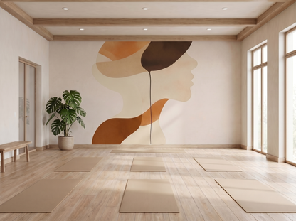 Mirei Grace Japandi wall mural styled in a pilates studio setting