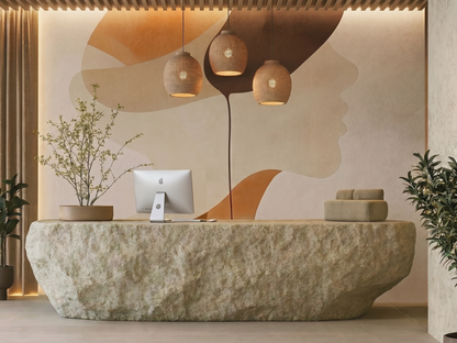 Close-up of Mirei Grace wall mural showing flowing form detail