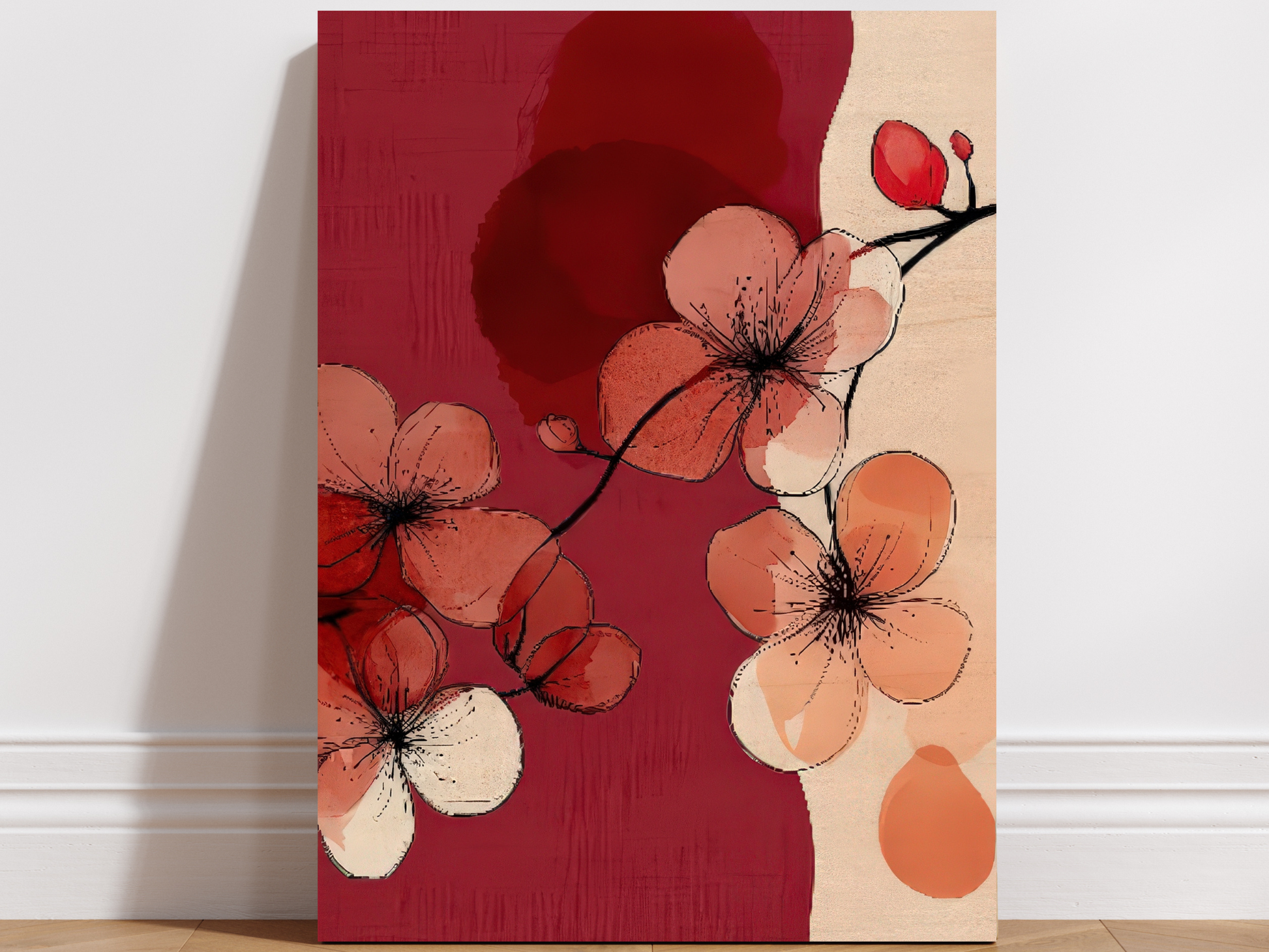 Momoka Bloom wooden wall art detail showing texture