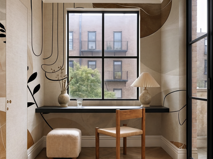Close-up of Mori Elegance mural wallpaper showing forest botanical detail