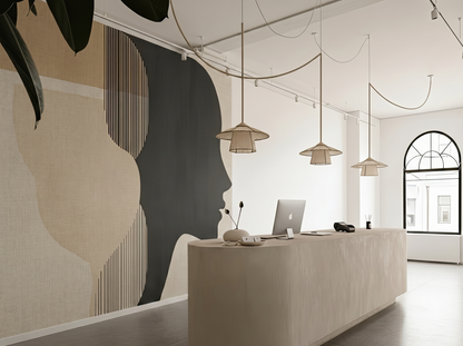 Reika Flow Japandi wall mural styled in a pilates studio setting