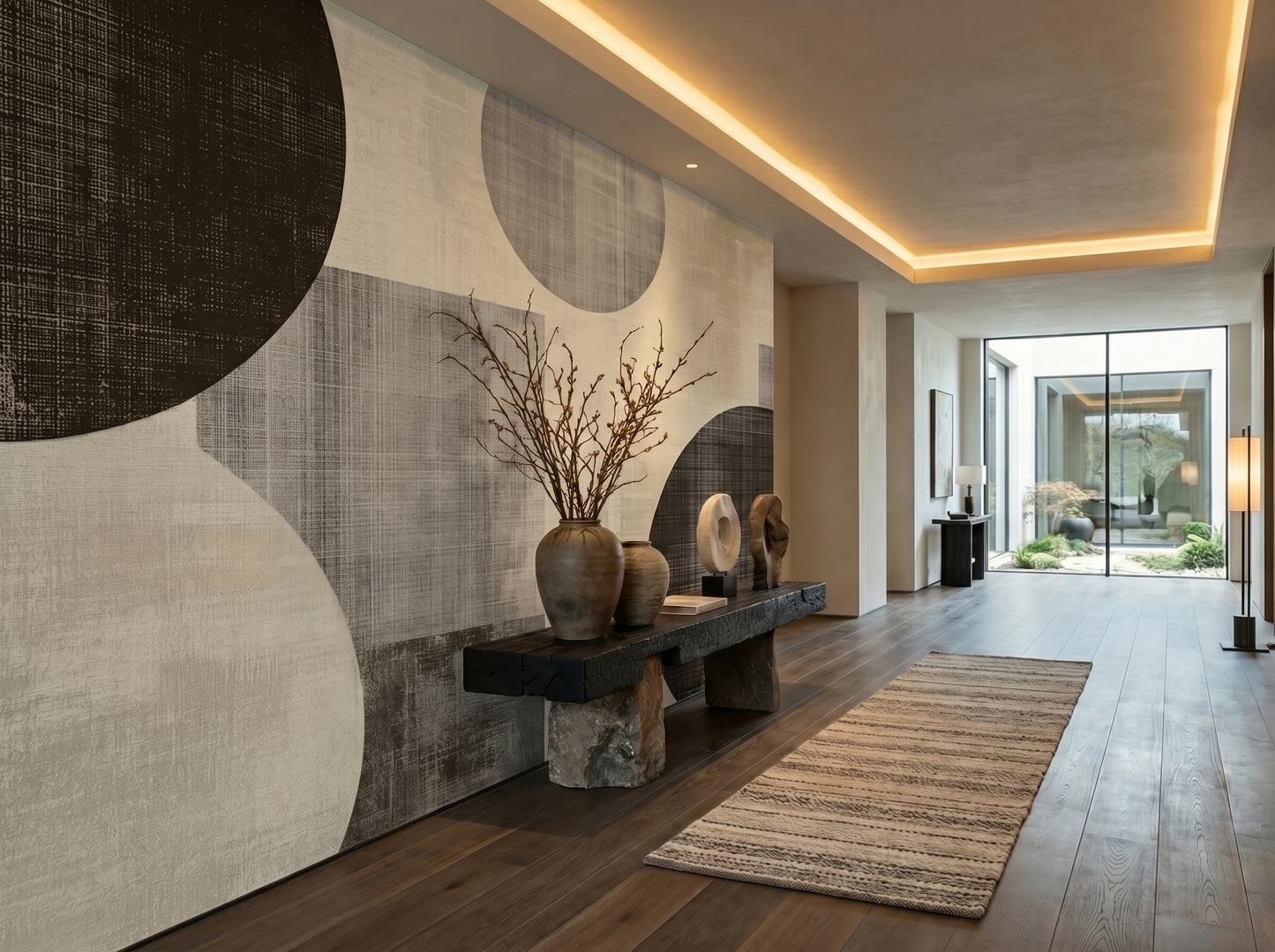 Close-up of Riko Texture mural wallpaper showing aged textile detail