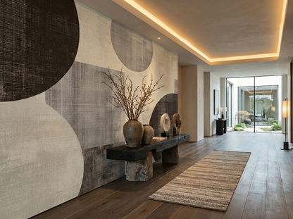Close-up of Riko Texture mural wallpaper showing aged textile detail