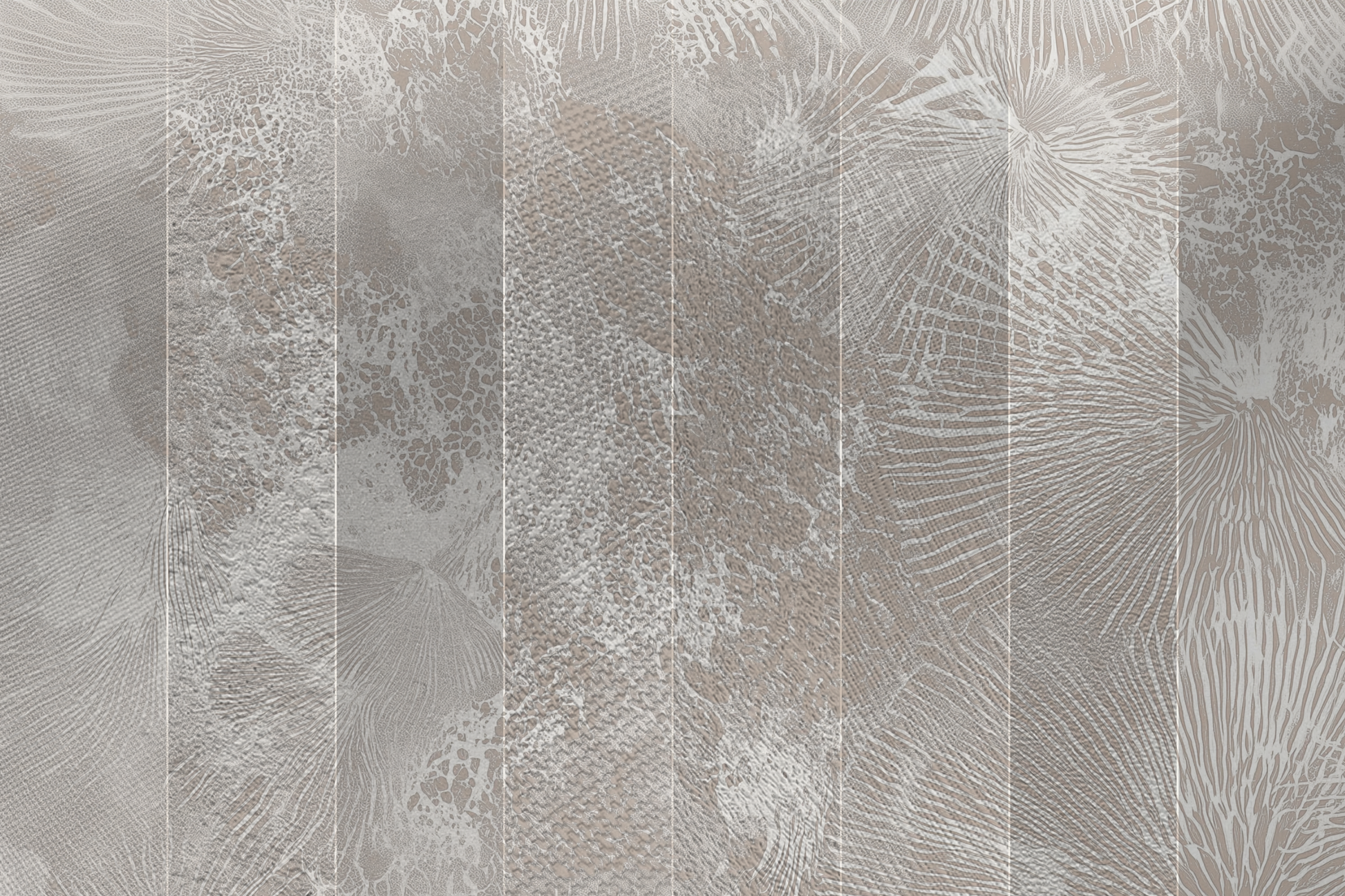 Close-up of Sango Lace mural wallpaper showing fine coral line detail