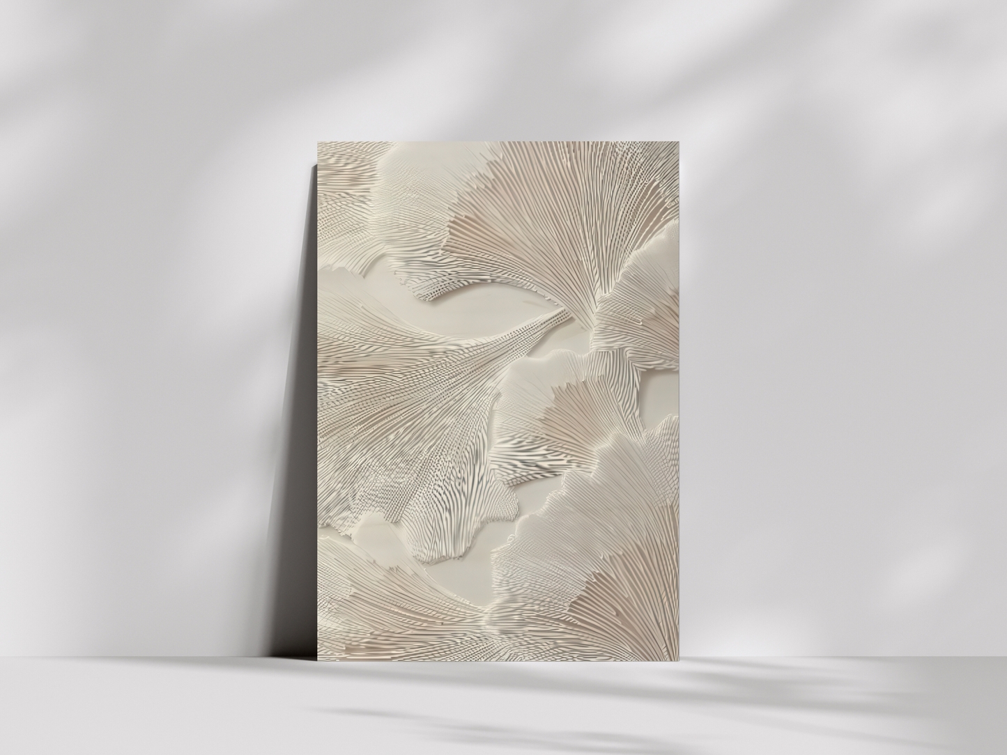 Seika Bloom Japandi wooden wall art, sculptural white flower petal forms on a bedroom wall