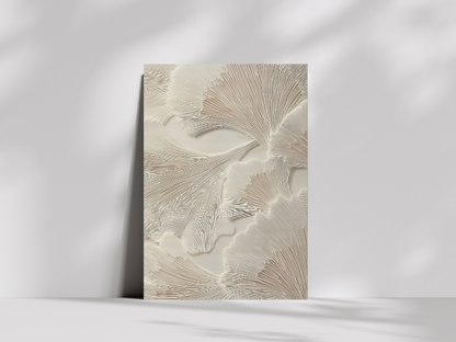 Seika Bloom Japandi wooden wall art, sculptural white flower petal forms on a bedroom wall