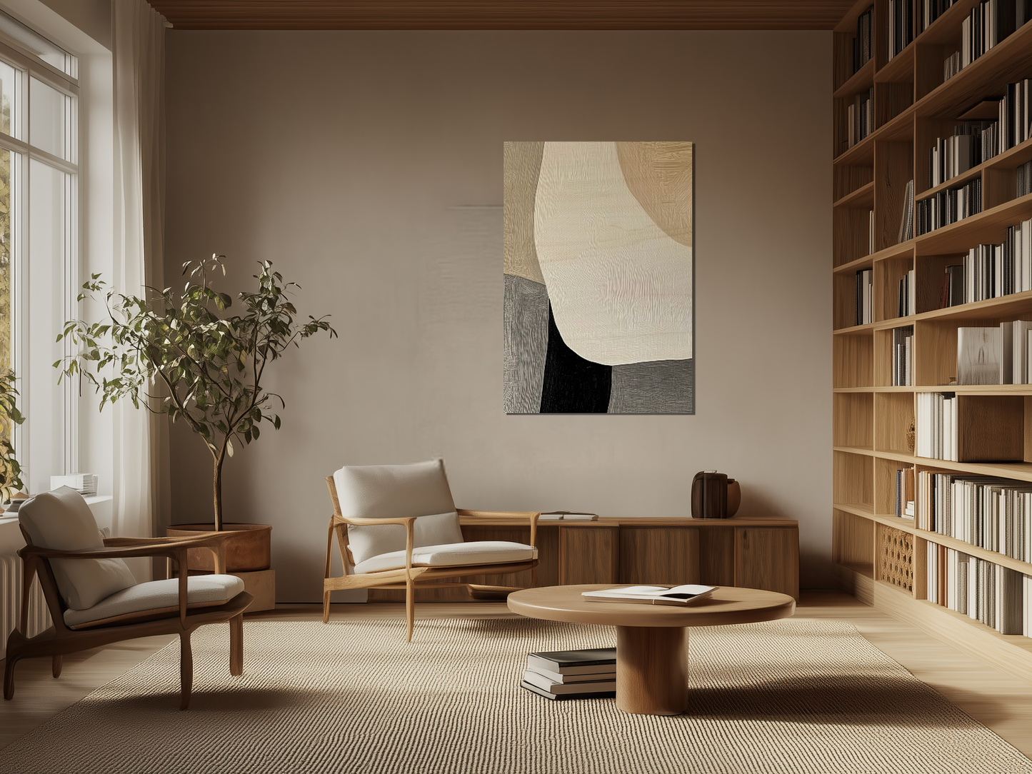 Serene Flow Wooden Wall Art