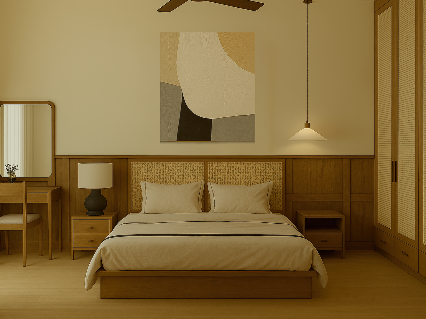 Serene Flow Wooden Wall Art