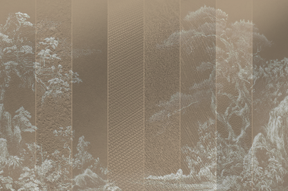 Shizuka Garden Japandi mural wallpaper styled in a bedroom setting