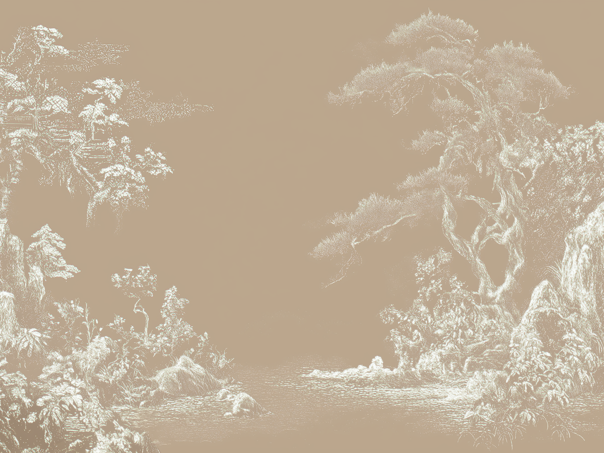 Shizuka Garden wallpaper detail showing canvas finish texture
