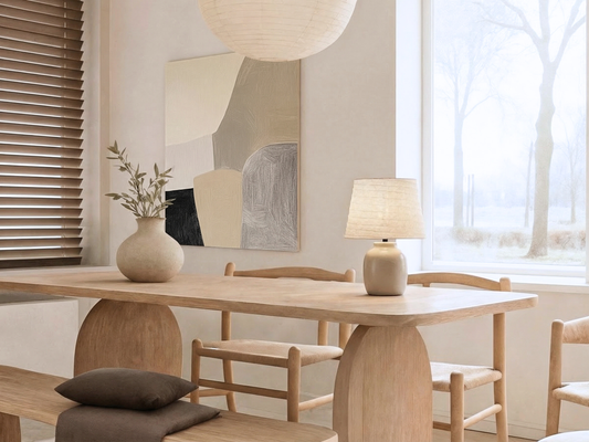 Soft Contours Japandi wooden wall art styled in a bedroom setting