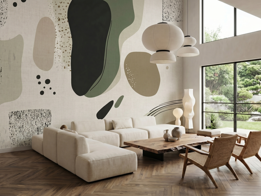 Close-up of Take Speckle mural wallpaper showing speckled earth detail