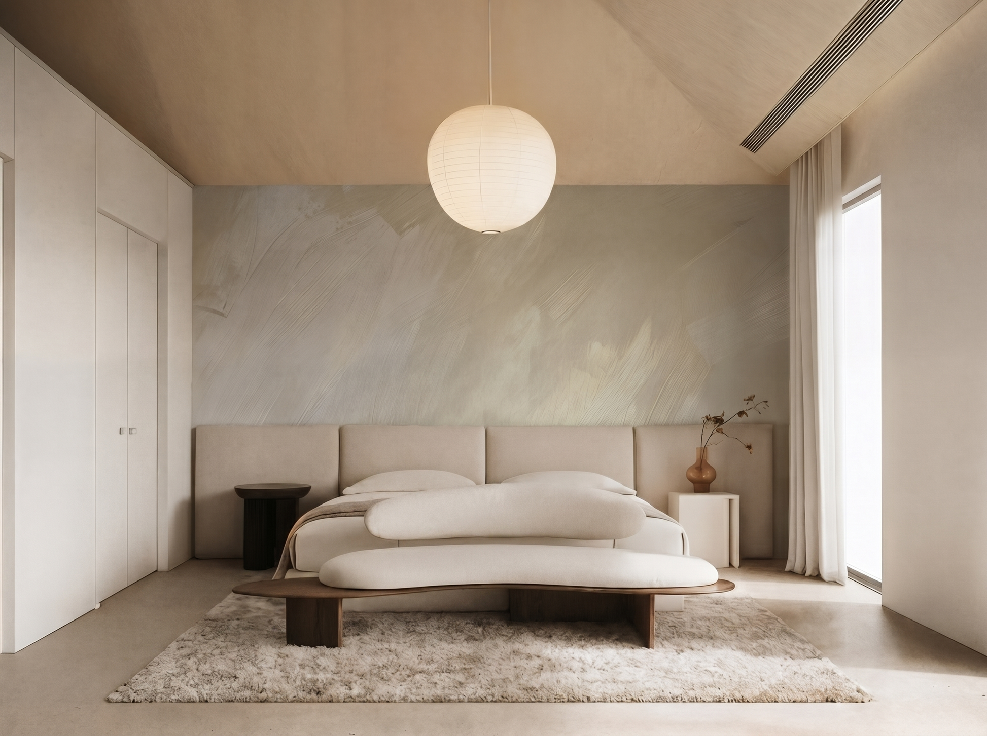 Close-up of Teru Brush mural wallpaper showing handmade brushstroke detail