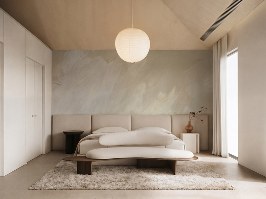 Close-up of Teru Brush mural wallpaper showing handmade brushstroke detail