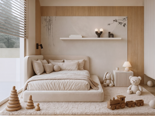 Close-up of Tsuki Glow mural wallpaper showing deep moonlit tonal detail