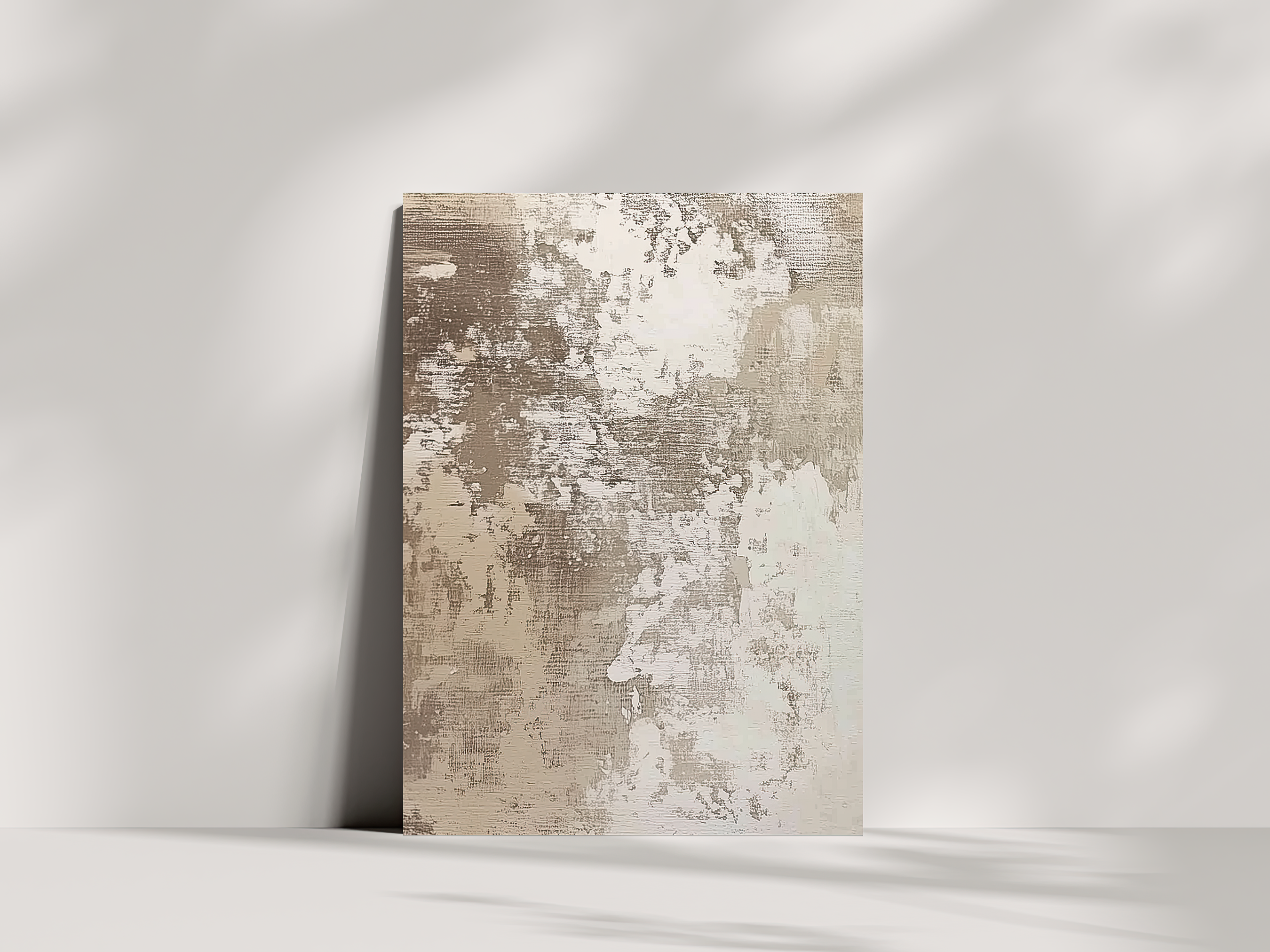 Wabi-Sabi Essence Japandi wooden wall art, muted textured design on a living room wall