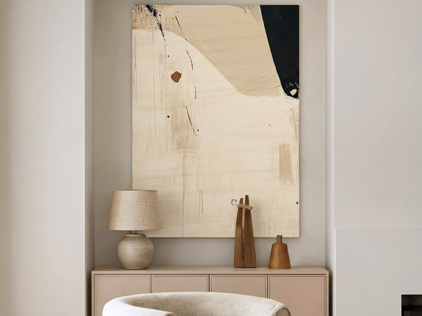 Close-up of Whispering Contours wooden wall art showing fluid contour detail