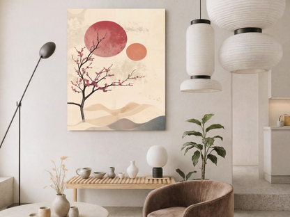 Close-up of Whispers of Spring wooden wall art showing pink petal detail